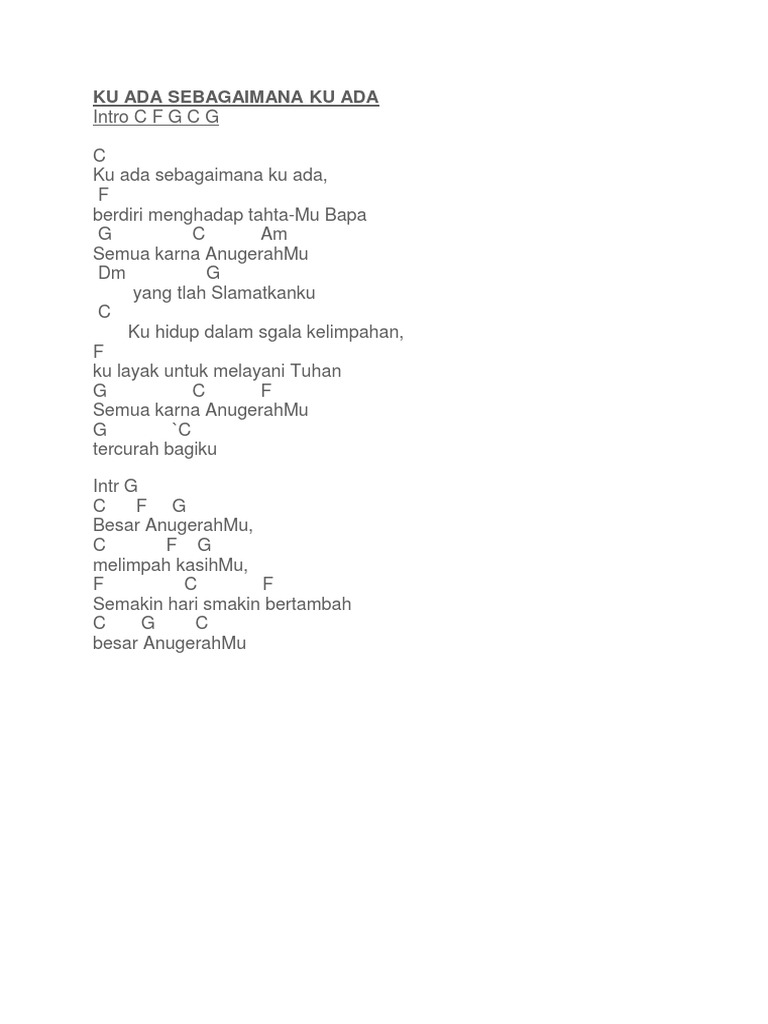 Ku Ada Sebagaimana Ku Ada
