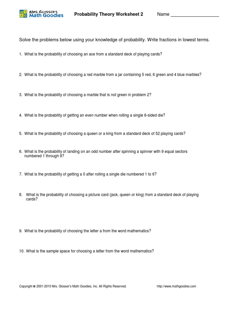 worksheet Sample Space Worksheet probability with cards worksheet translation symmetry worksheets worksheet