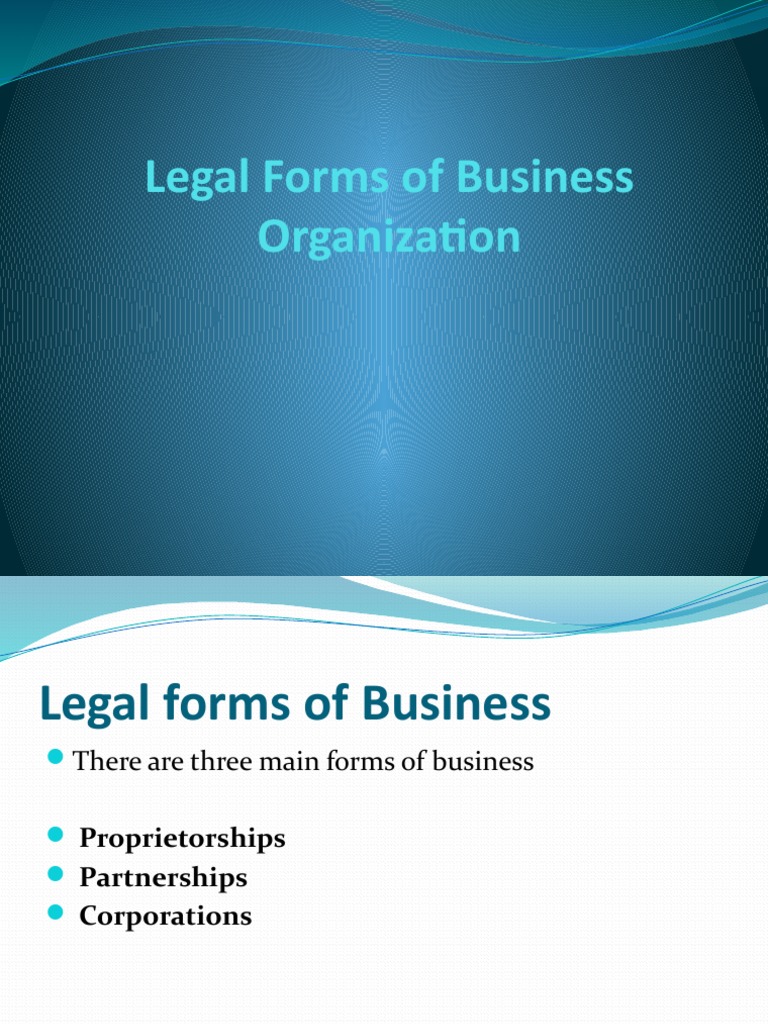 Legal Forms of Business Organization PDF Partnership Sole