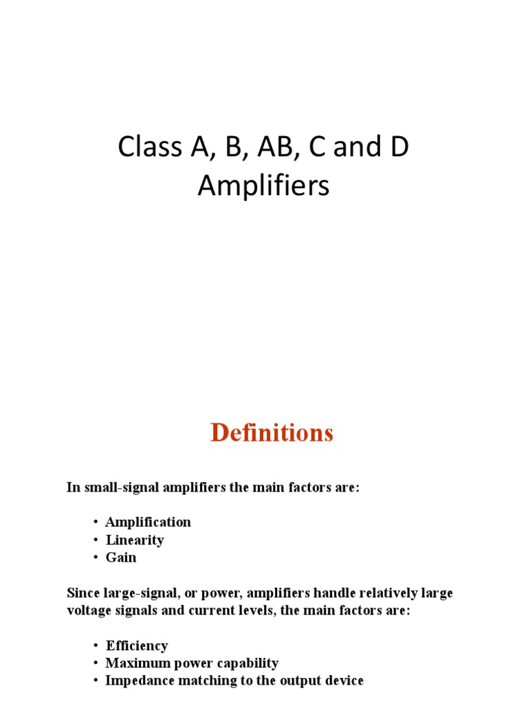 Class A, B, AB, C Amplifiers PDF Amplifier Analog Circuits