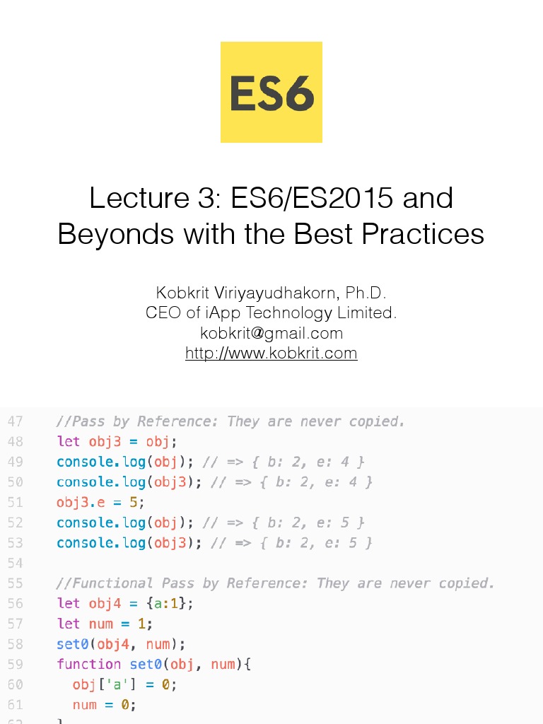 ES6 Best Practices and Features Guide | PDF | Array Data Type | Class ...