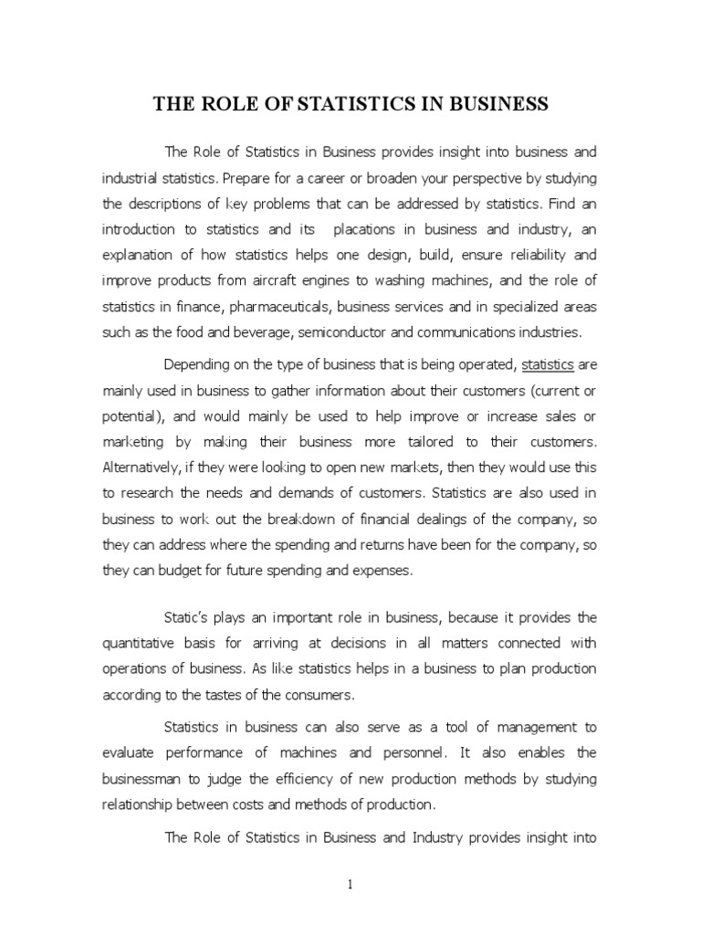 Importance of Statistics in Business | PDF | Disparate Treatment ...
