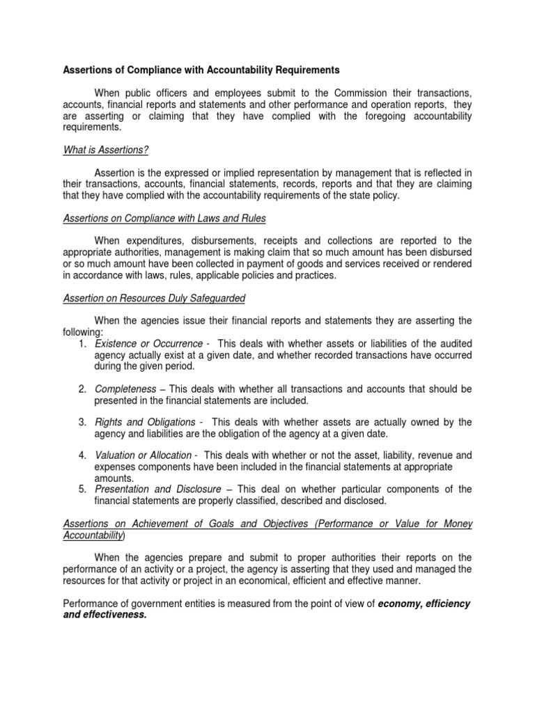 Assertions of Compliance With Accountability Requirements | PDF ...