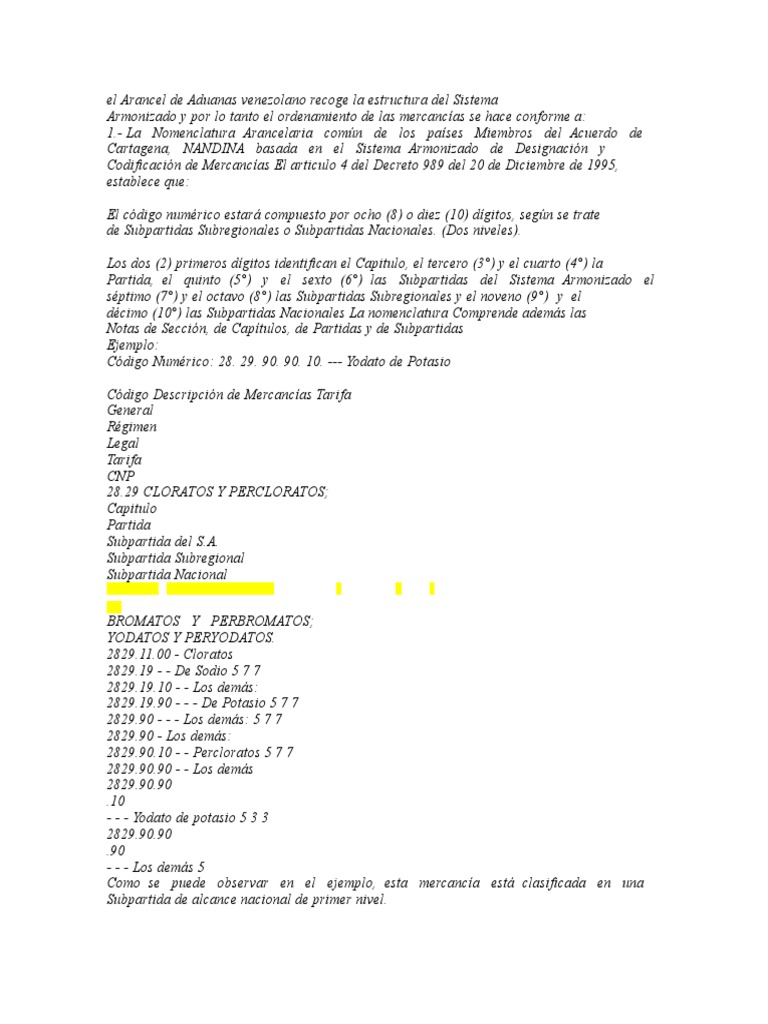 Estructura del Arancel de Aduanas Venezuela | PDF | aduana | Gobierno