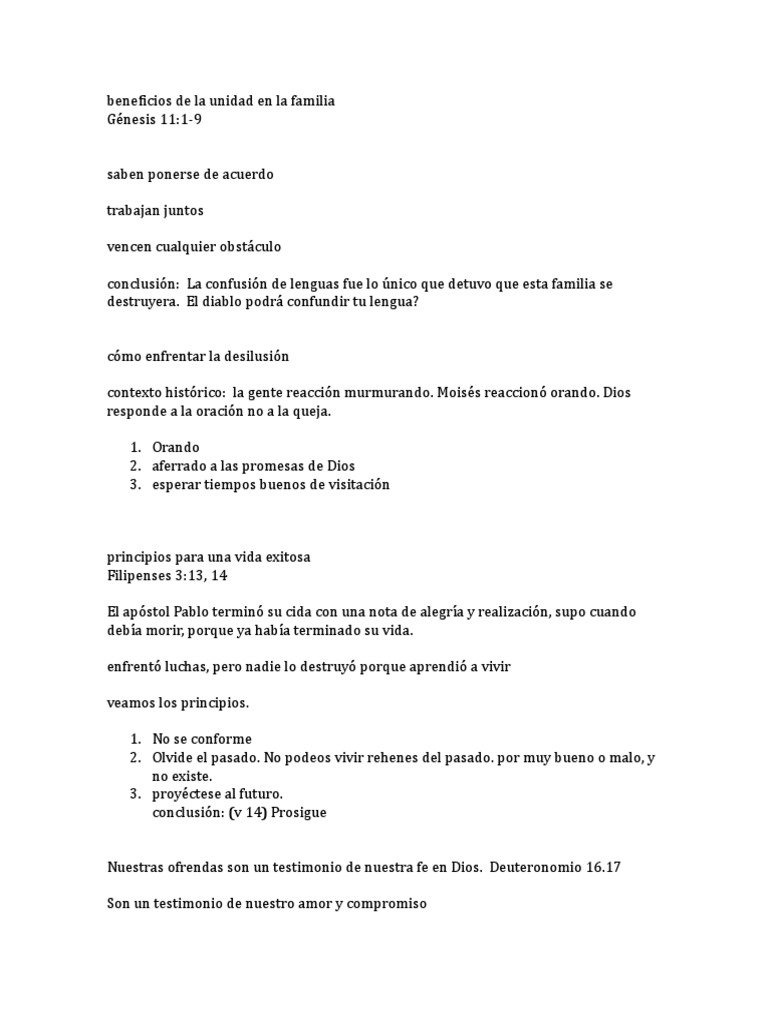 Beneficios de la Unidad Familiar en la Biblia | PDF | Dios | Biblia