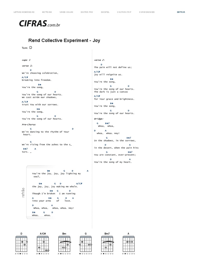 JOY Cifra Rend Collective Experiment CIFRAS PDF Song Structure