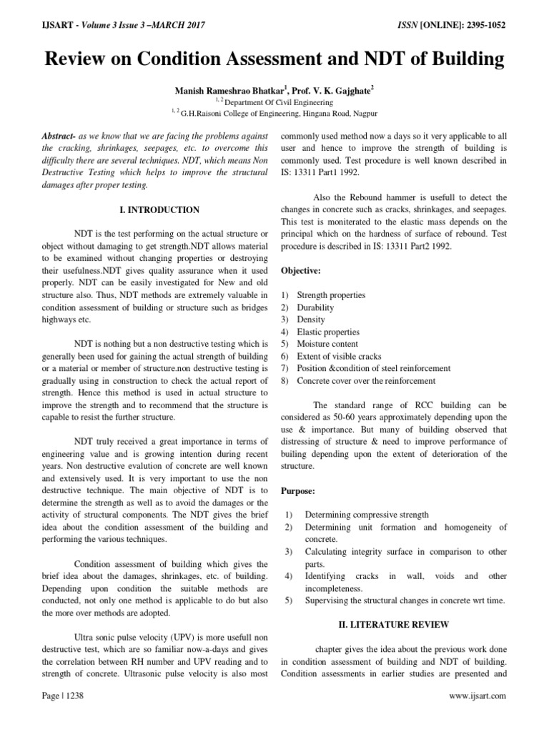 NDT Techniques for Building Assessment | PDF | Nondestructive Testing ...