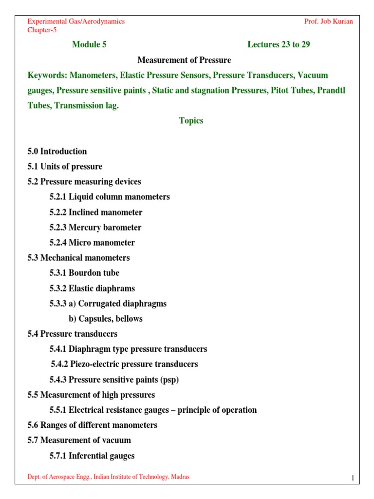 Measurement of Pressure | Pressure Measurement | Pressure