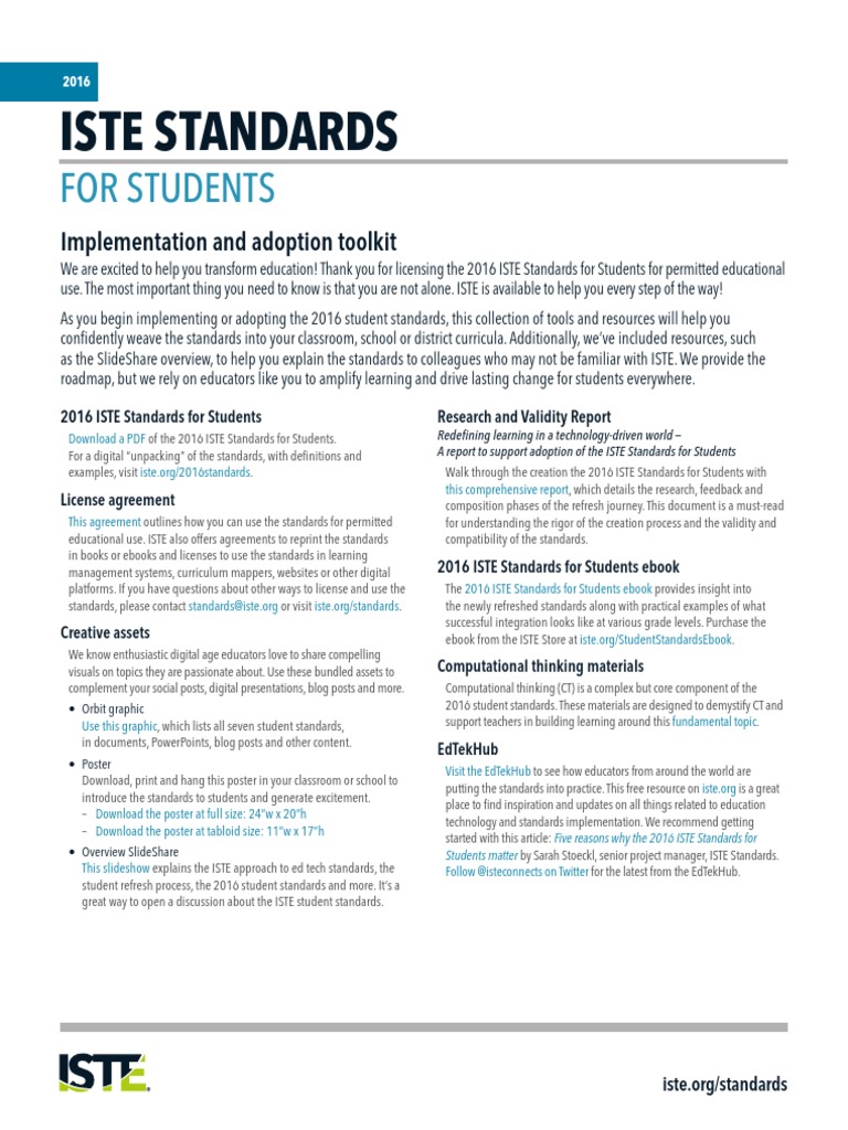 Iste Standards For Students Permitted Educational Use - 2 | PDF ...