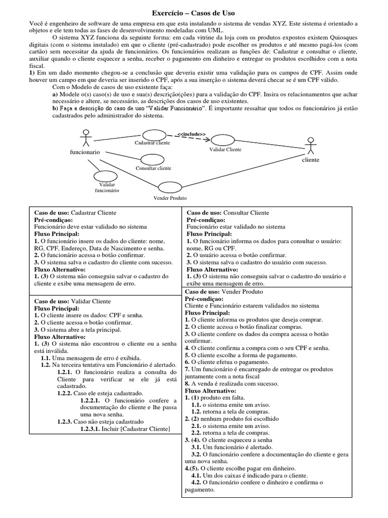 Exercicio Casos Uso | PDF | Diagrama de caso de uso | Informática