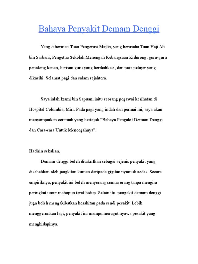 Bahaya Penyakit Demam Denggi Pdf