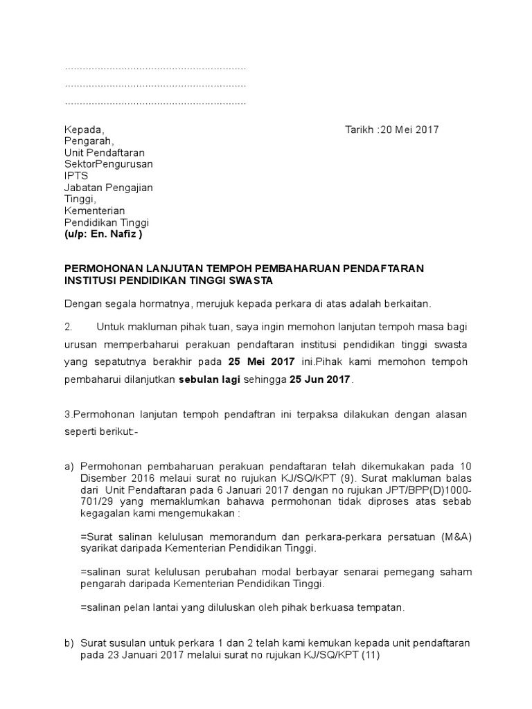 Surat Permohonan Pembelian Surat Rasmi Permohonan Pengecualian