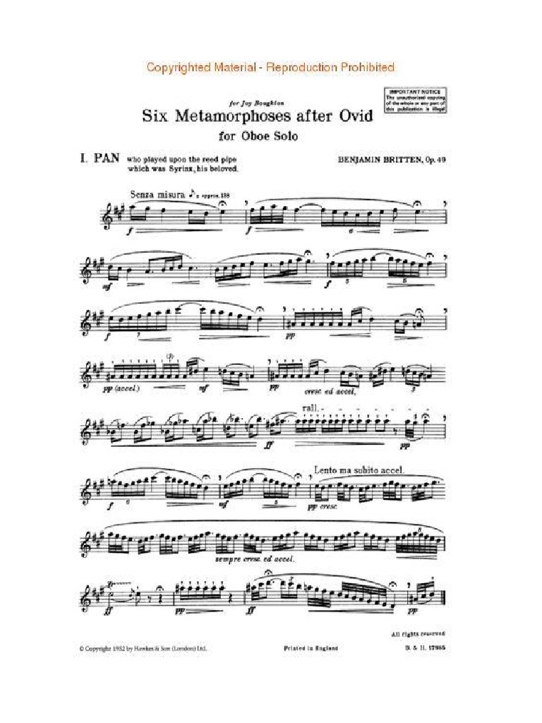 Britten Pan (Oboé Solo) PDF