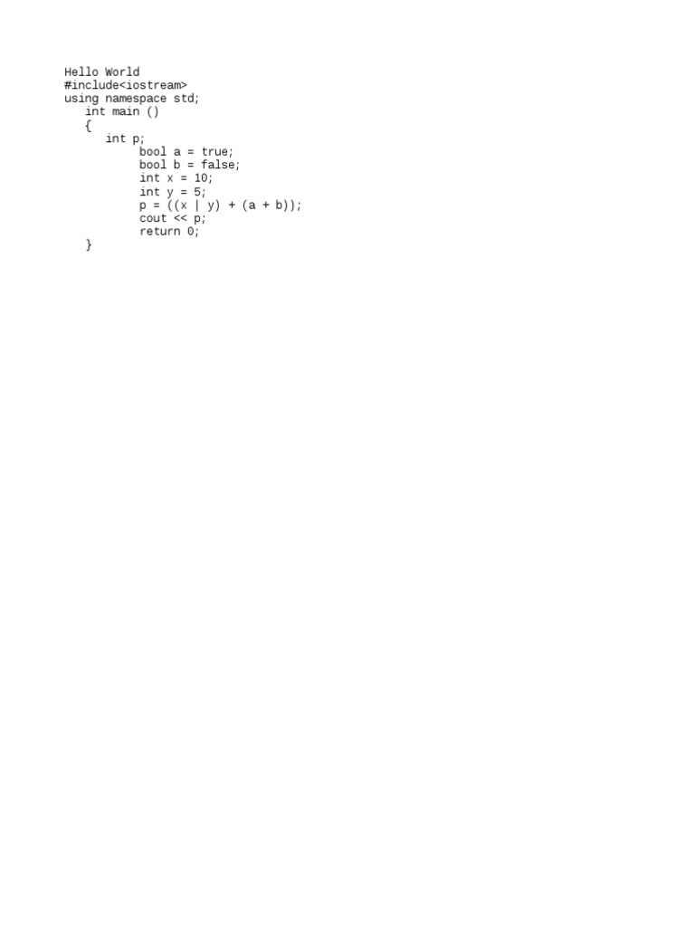 C++ program to calculate bitwise OR and logical operators | PDF