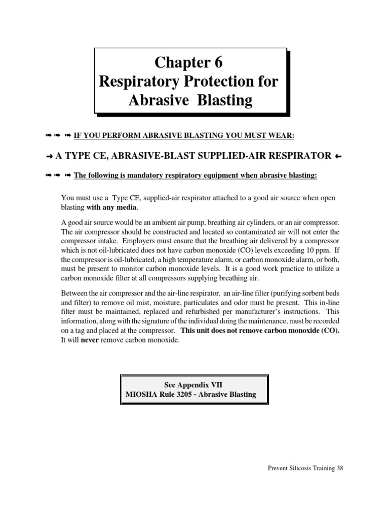 Respiratory Protection for Abrasive Blasting | PDF | Personal ...