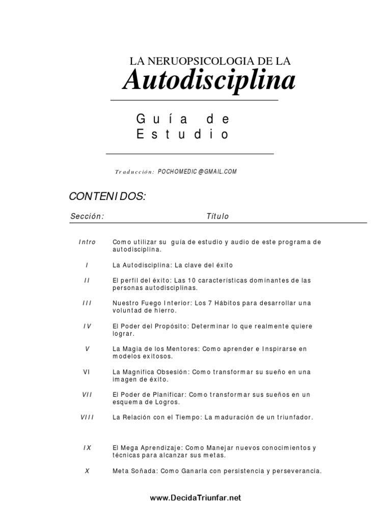 El Poder de La Autodisciplina. La Clave Del Éxito. Guía de Estudio PDF ...