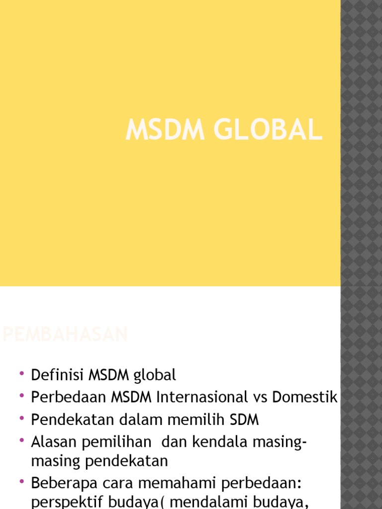 Panduan MSDM Global dan Pendekatannya | PDF | Bisnis