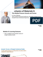 Mechanics of Materials II:: Thin-Walled Pressure Vessels and Torsion
