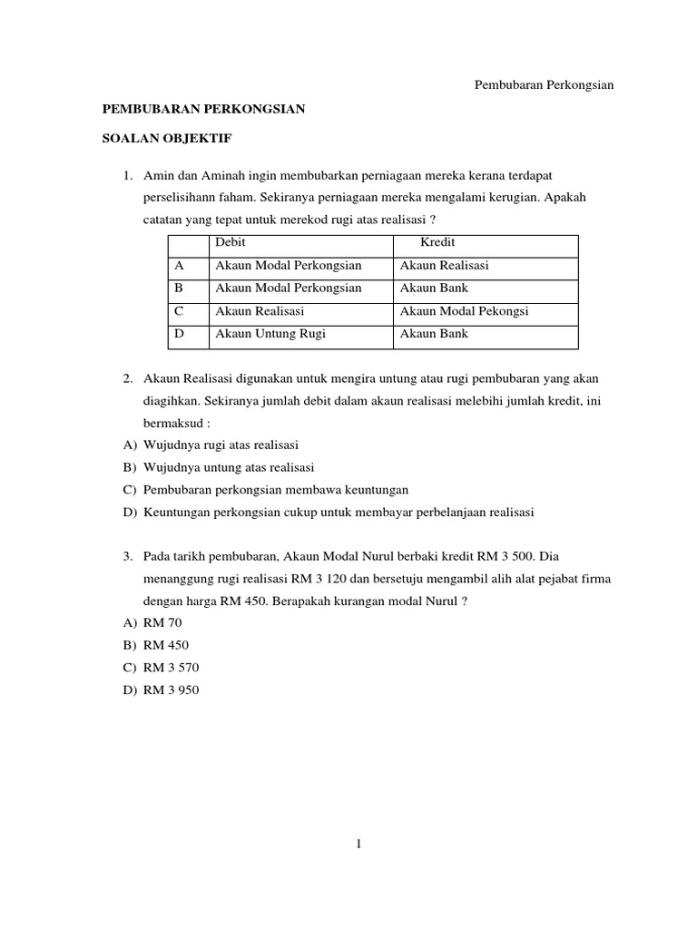 Soalan Bab Pembubaran Perkongsian Edit Pdf