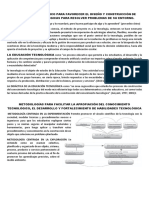 Conocimiento Didáctico para Favorecer El Diseño y Construcción de Soluciones Tecnológicas para Resolver Problemas de Su Entorno