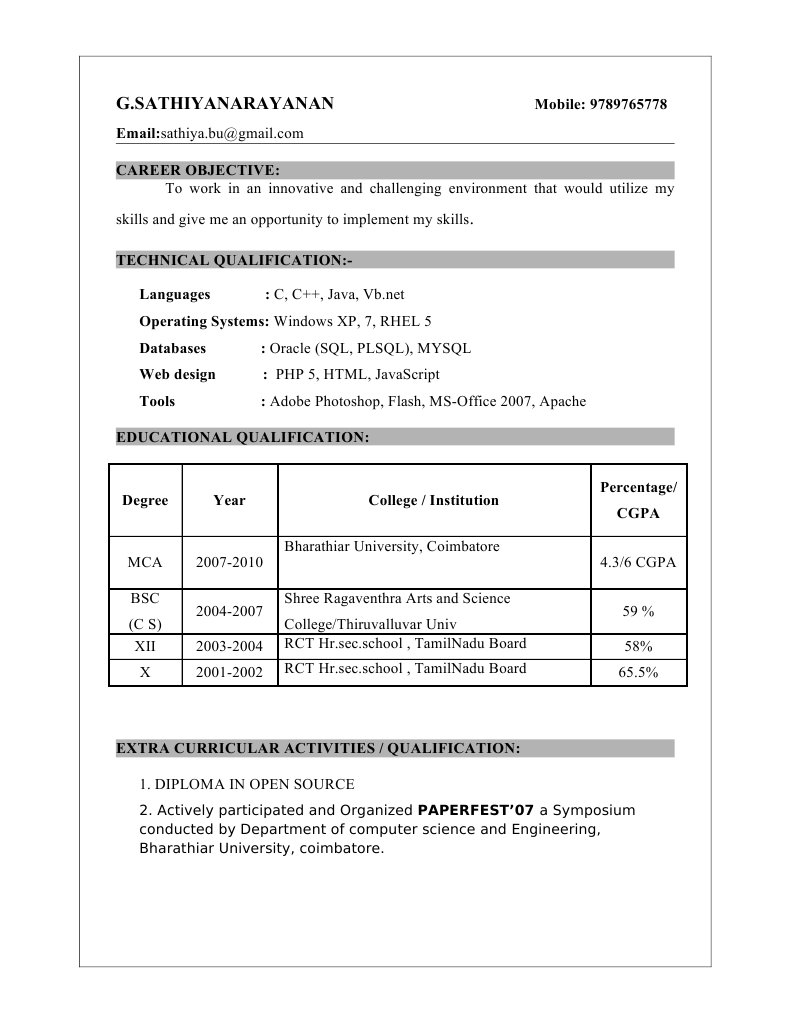 MCA Resume | PDF | Java Script | Databases