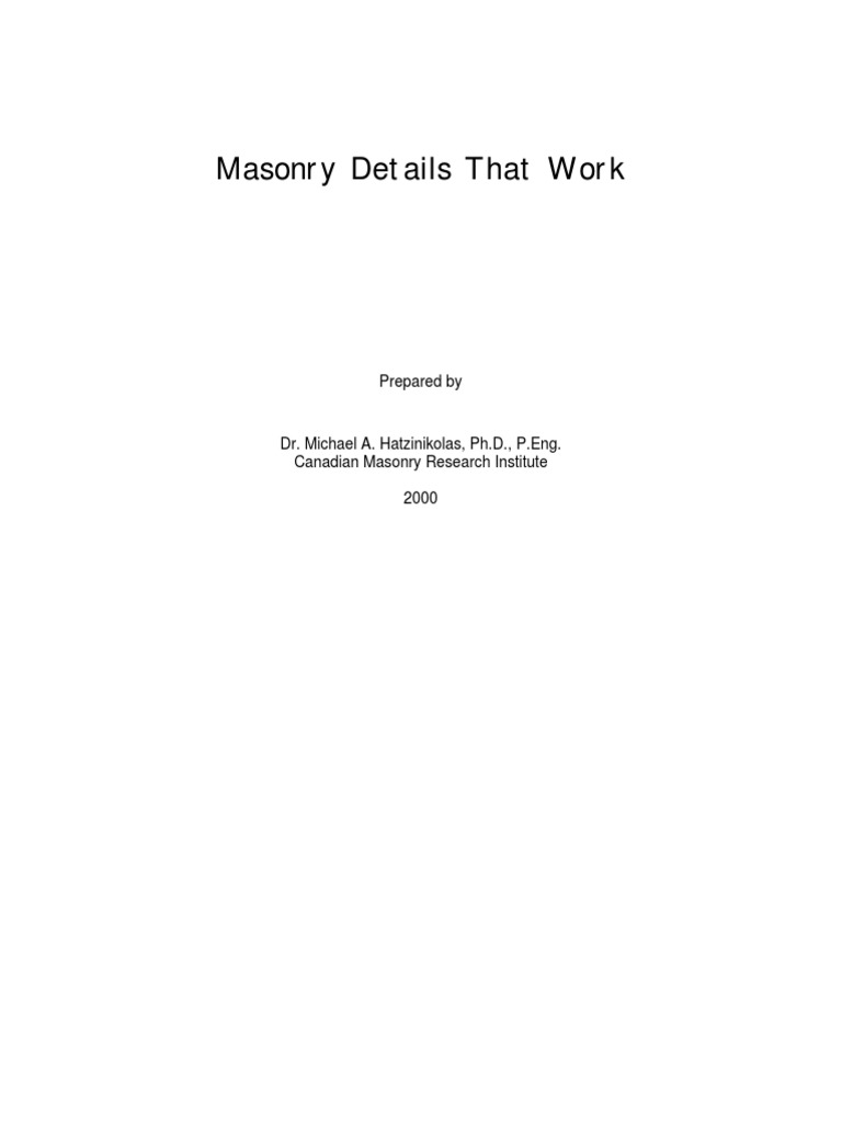 Masonry Details That+work Full+Document | PDF | Framing (Construction ...