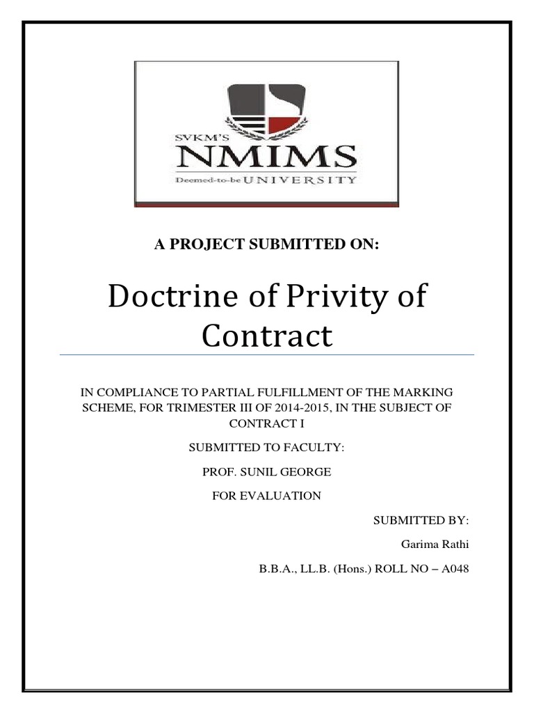 privity of contract assignment pdf