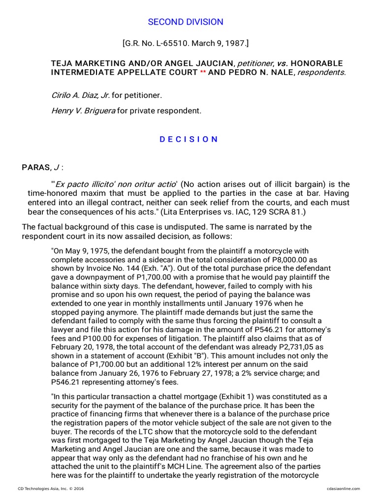 An Analysis of an Illegal Contract Between Parties Involving the