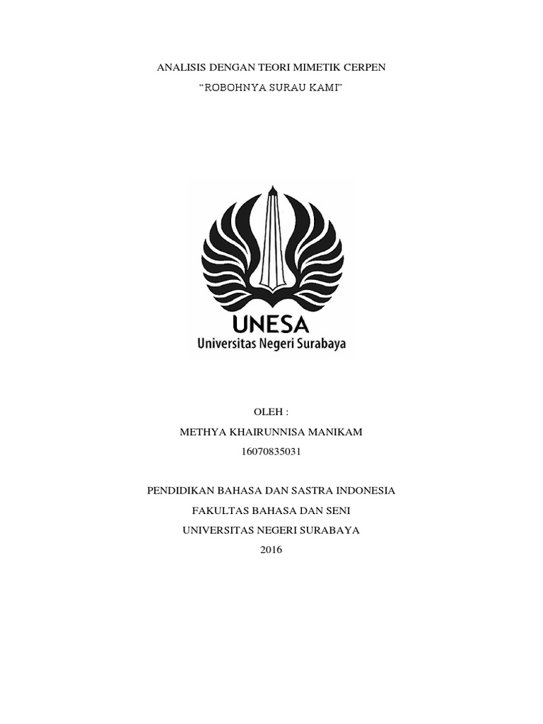 Teori Mimetik Pada Cerpen Surau Kami Pdf