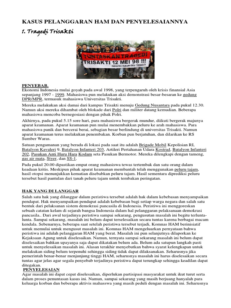 Kasus Pelanggaran Ham Dan Penyelesaiannya | PDF