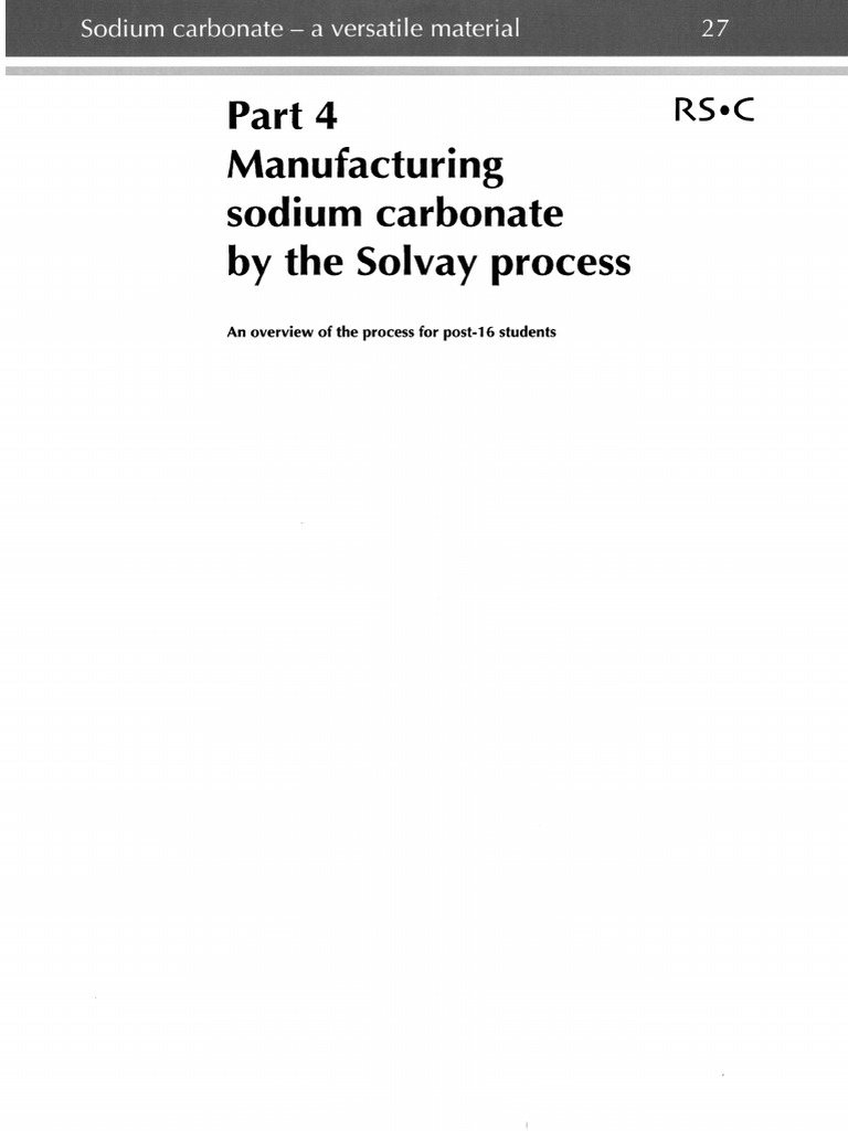 Sodium Carbonate Production via Solvay Process | PDF | Sodium Carbonate ...