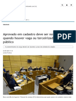 Aprovado Em Cadastro Deve Ser Nomeado Quando Houver Vaga Ou Terceirizados No Órgão Público - Concursos