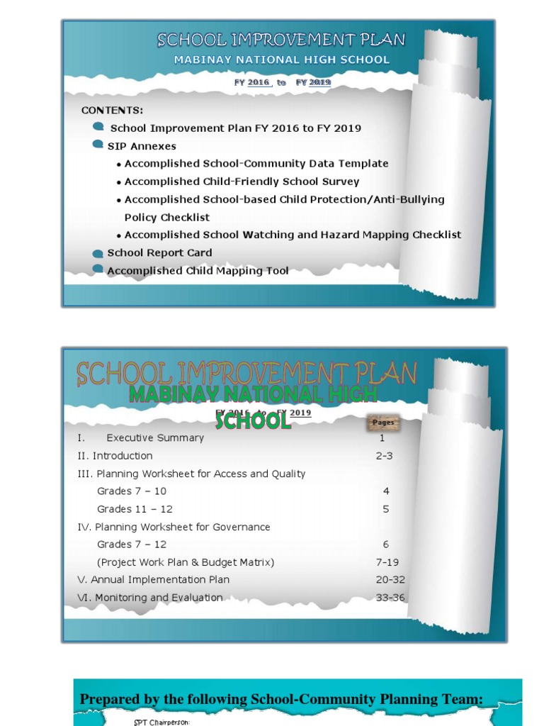 Mabinay School Improvement Plan 2016-2019 | PDF | Motivation | Motivational