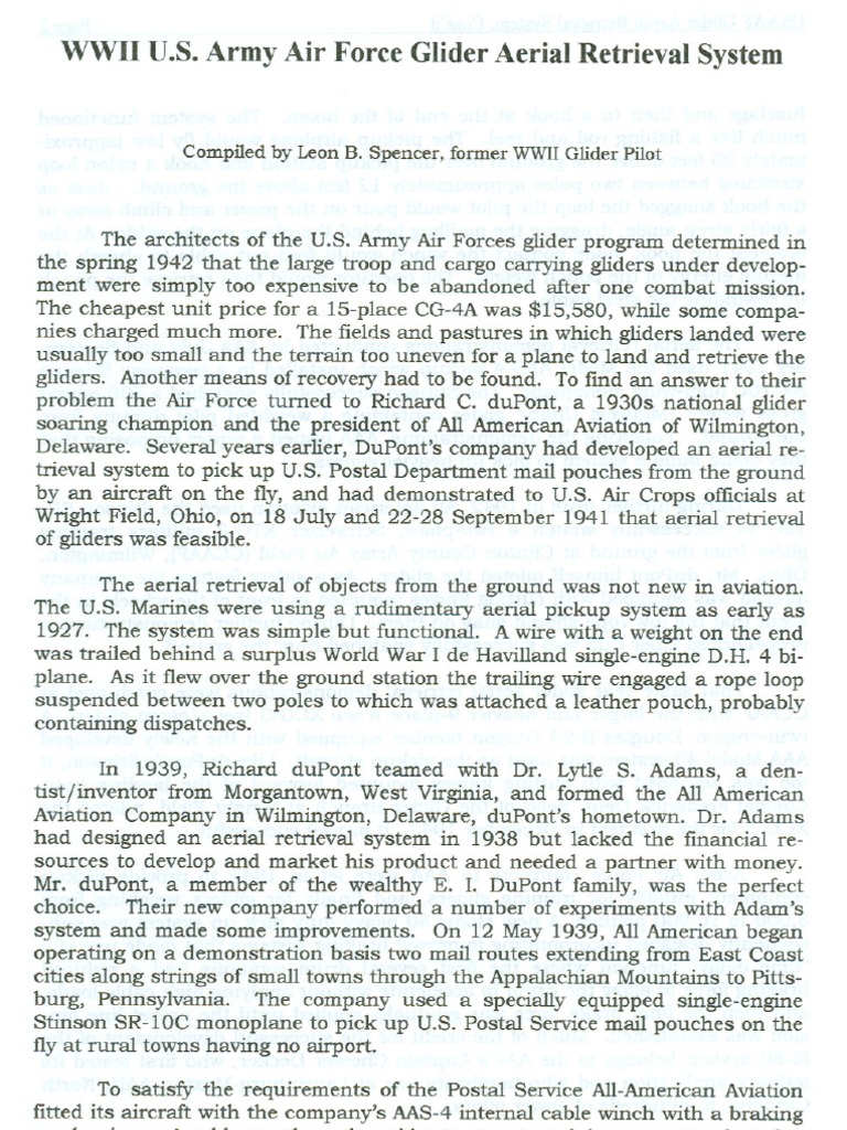 Air Force Glider Retrieval System PDF Glider (Sailplane) Gliding