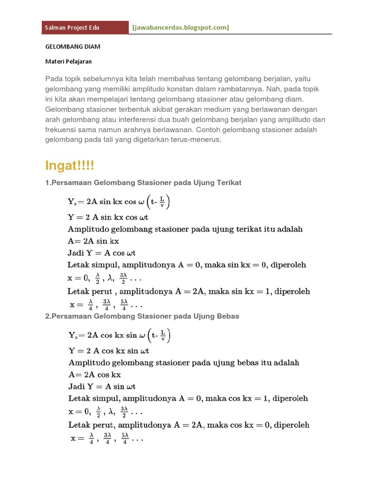 Gelombang Diam Soal Dan Jawaban Docx