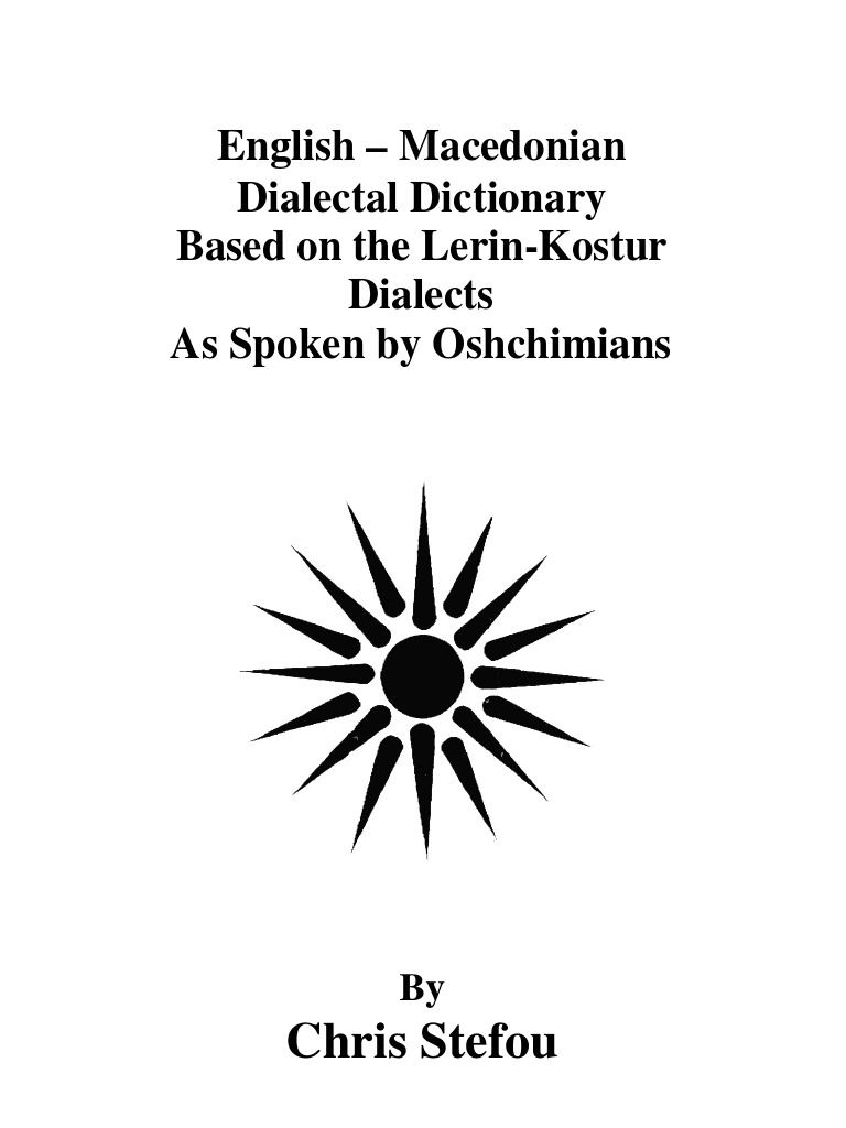 English Macedonian Dictionary Stefov Dialect English Language