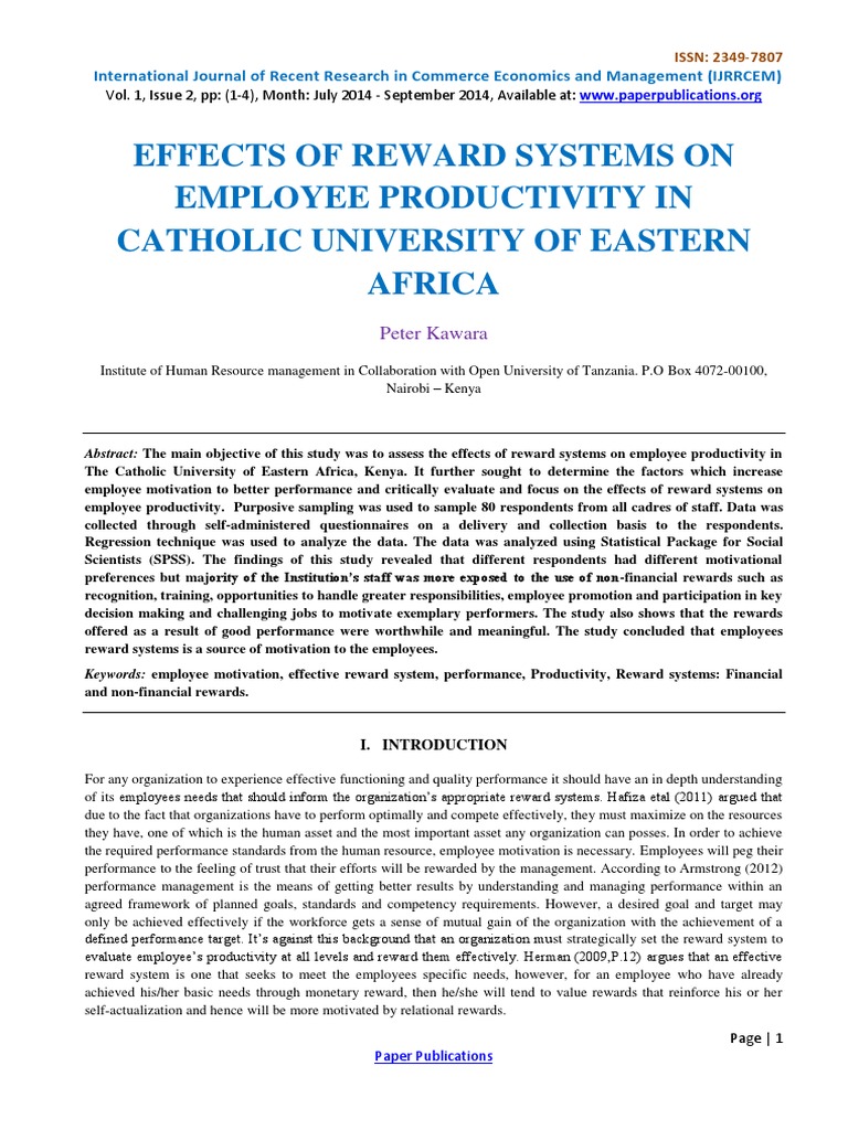 Reward Systems and Employee Productivity | PDF | Motivation | Motivational
