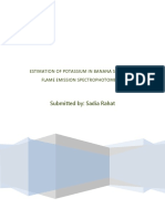 Submitted By: Sadia Rahat: Estimation of Potassium in Banana Sample by Flame Emission Spectrophotometer