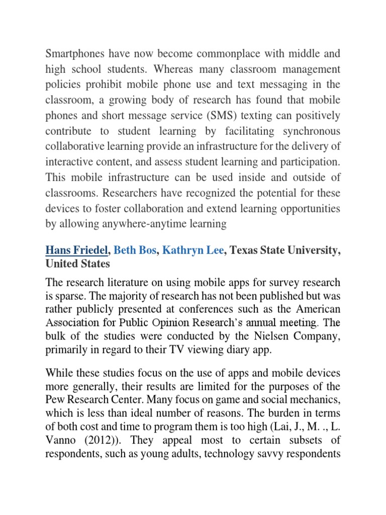 Mobile Phones in Education Research | PDF | Survey Methodology | Experiment