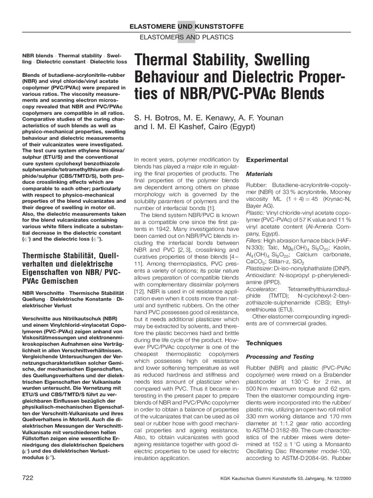 NBR/PVC-PVAc Blend Properties Analysis | PDF | Polyvinyl Chloride ...