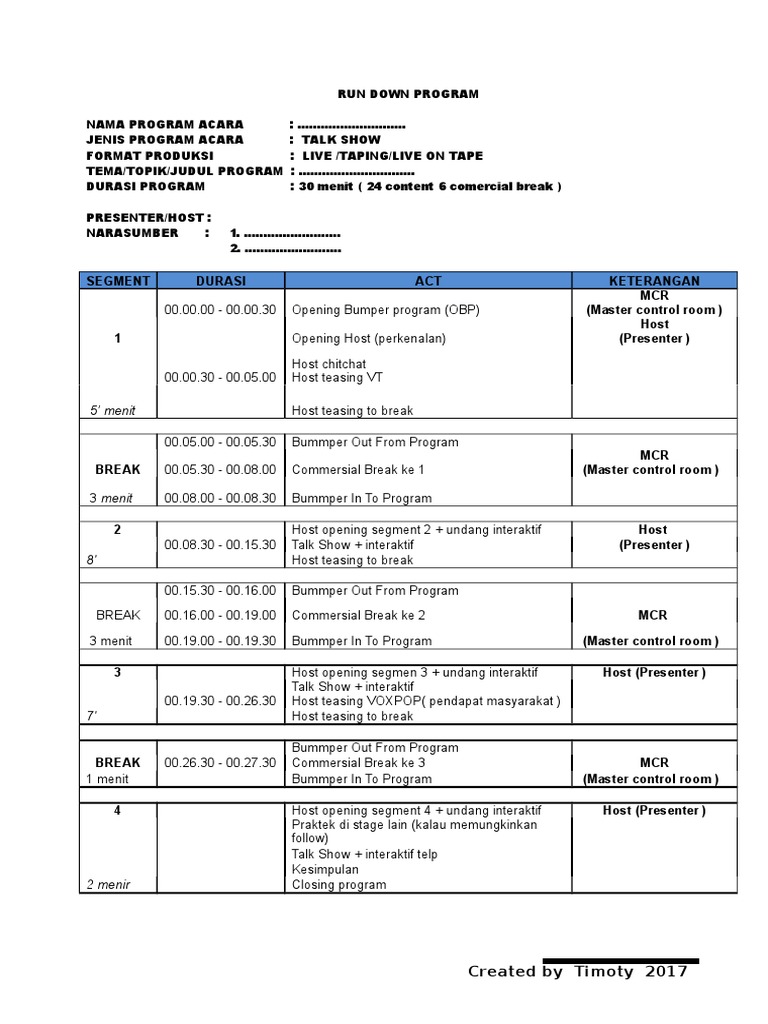 Rundown Talk Show