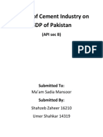 Impact of Cement Industry on GDP of Pakistan - API Report