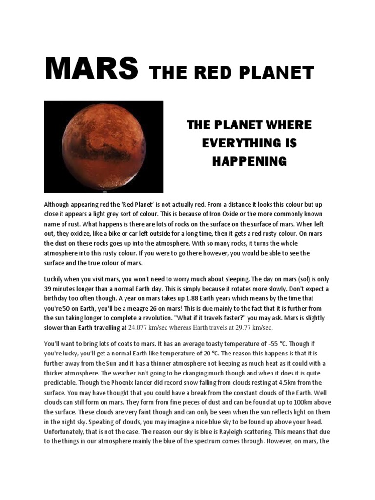 Mars Brochure PDF Atmosphere Mars