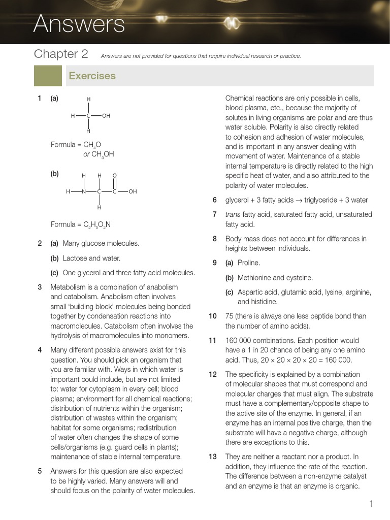 Biology Chapter 2 Answer Key | PDF | Photosynthesis | Water