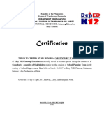 Certification of Teacher's Contributions