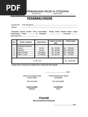 Contoh Nota Dan Kwitansi Pembayaran Spj0
