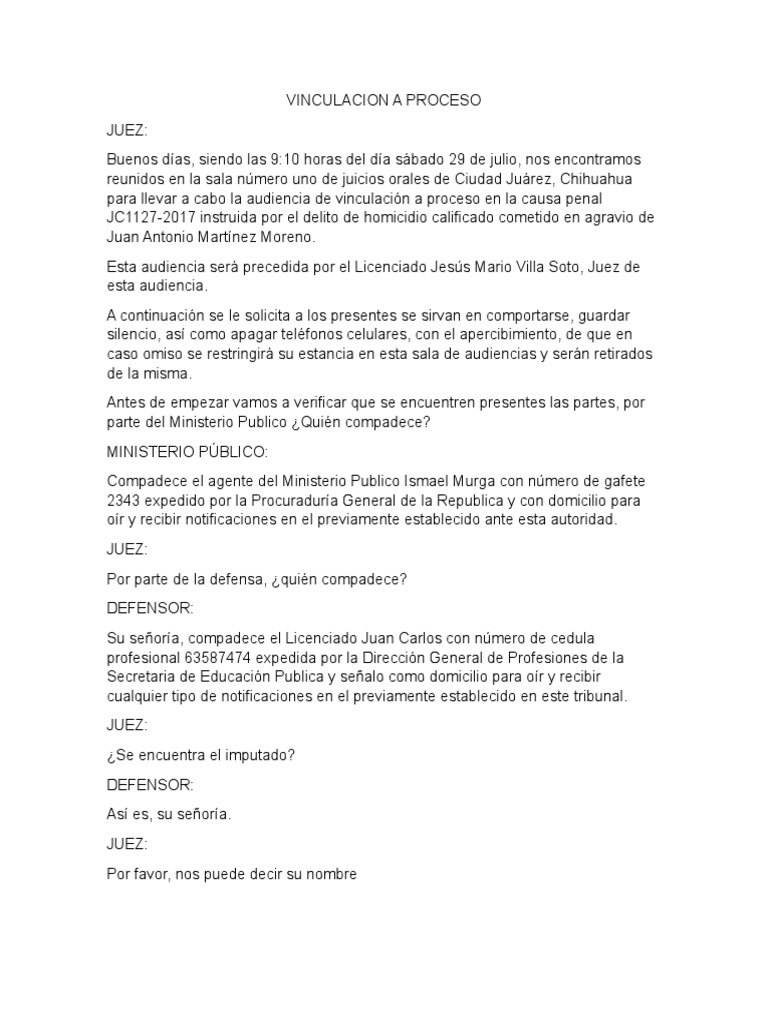 Vinculacion a Proceso Delito Evidencia (ley) Prueba