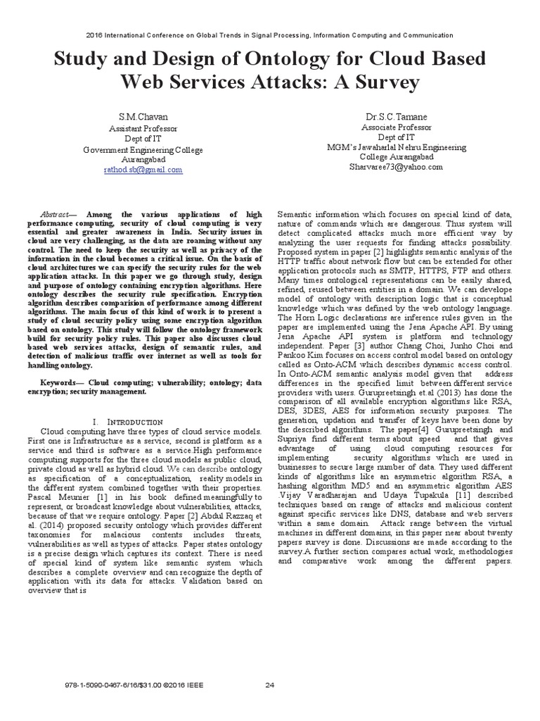 Study and Design of Ontology For Cloud Based Web Services Attacks: A ...