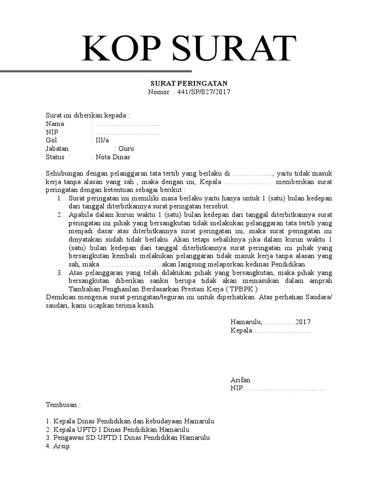 Contoh Surat Teguran Kepada Pns Contoh Surat Terbaru 2020