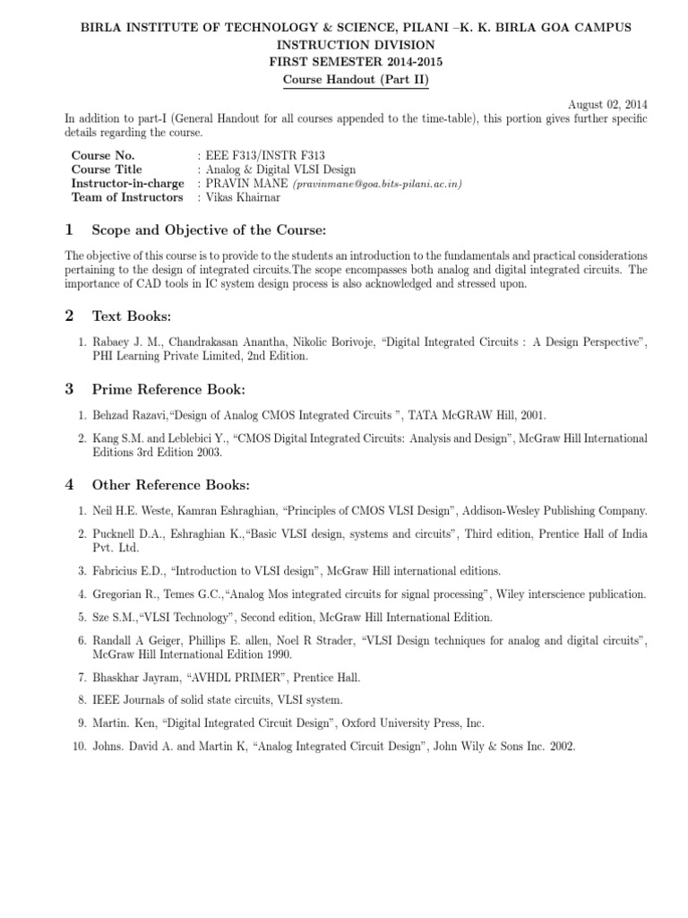 Scope and Objective of The Course PDF Electronic Circuits Digital